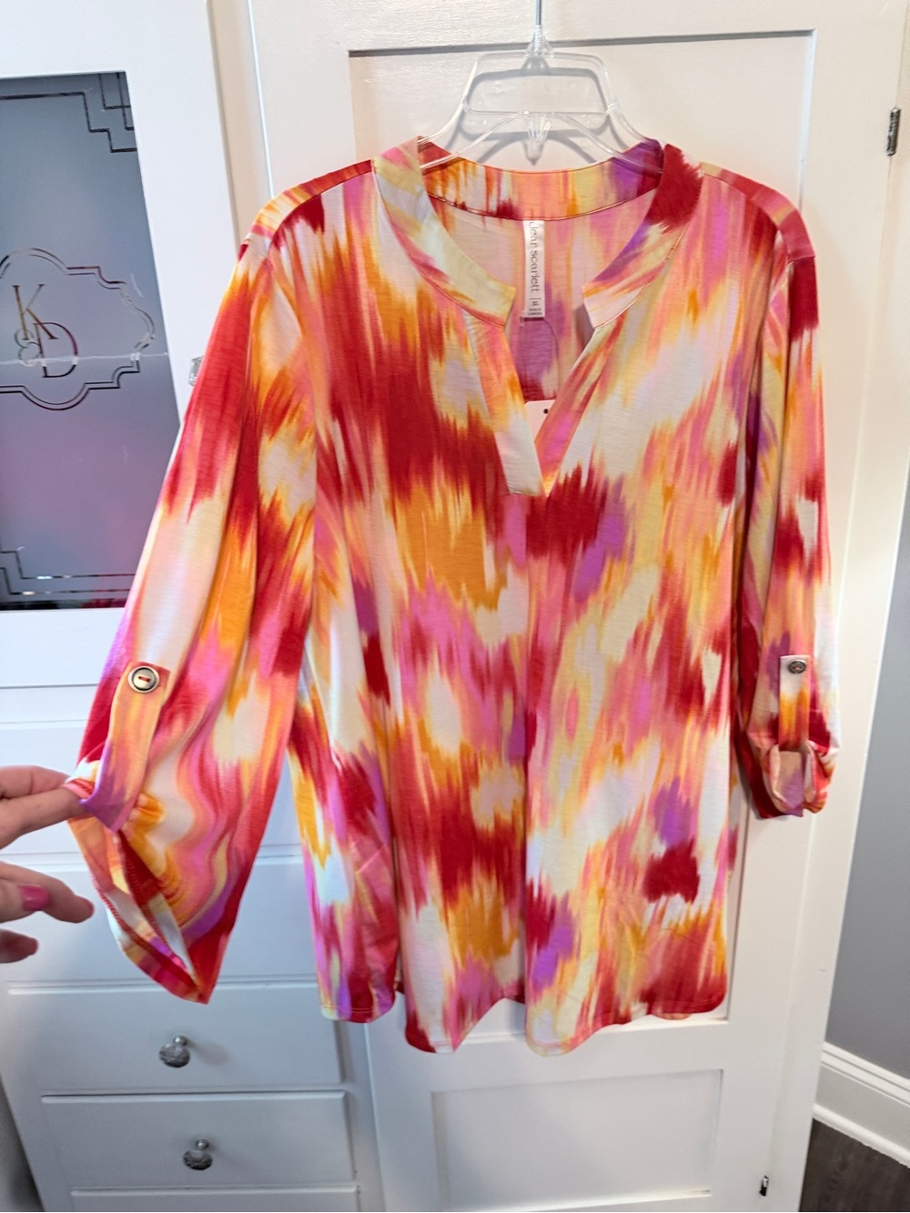 Vibrant Multi-Color Ikat Split-Neck Tunic